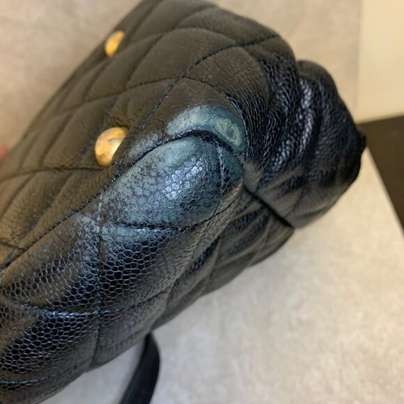 CHANEL TWO TONE CC TOTE VINTAGE LARGE HANDBAG AUTHENTIC - Picture 9 of 11